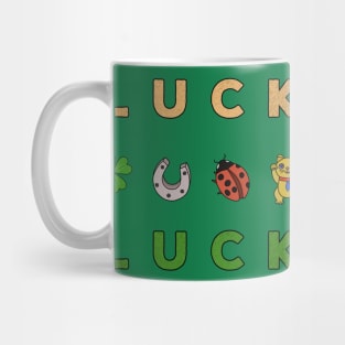 Ladybug, Horseshoe, Four-leaf Clover, Lucky Cat - Luck Symbols Mug